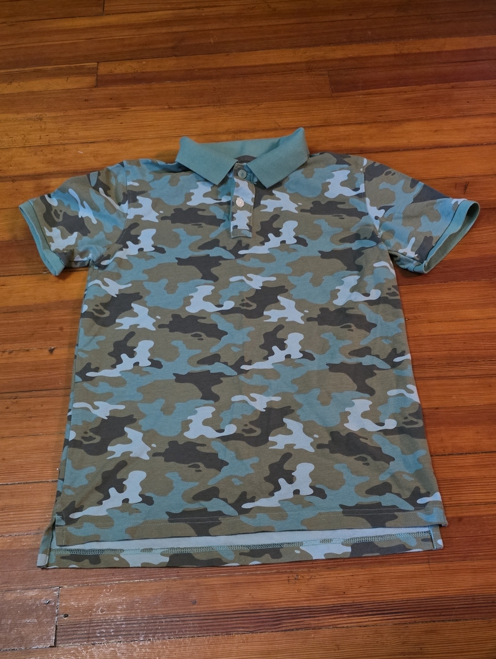 Cherokee Boys' Camo Polo in Blue & Green